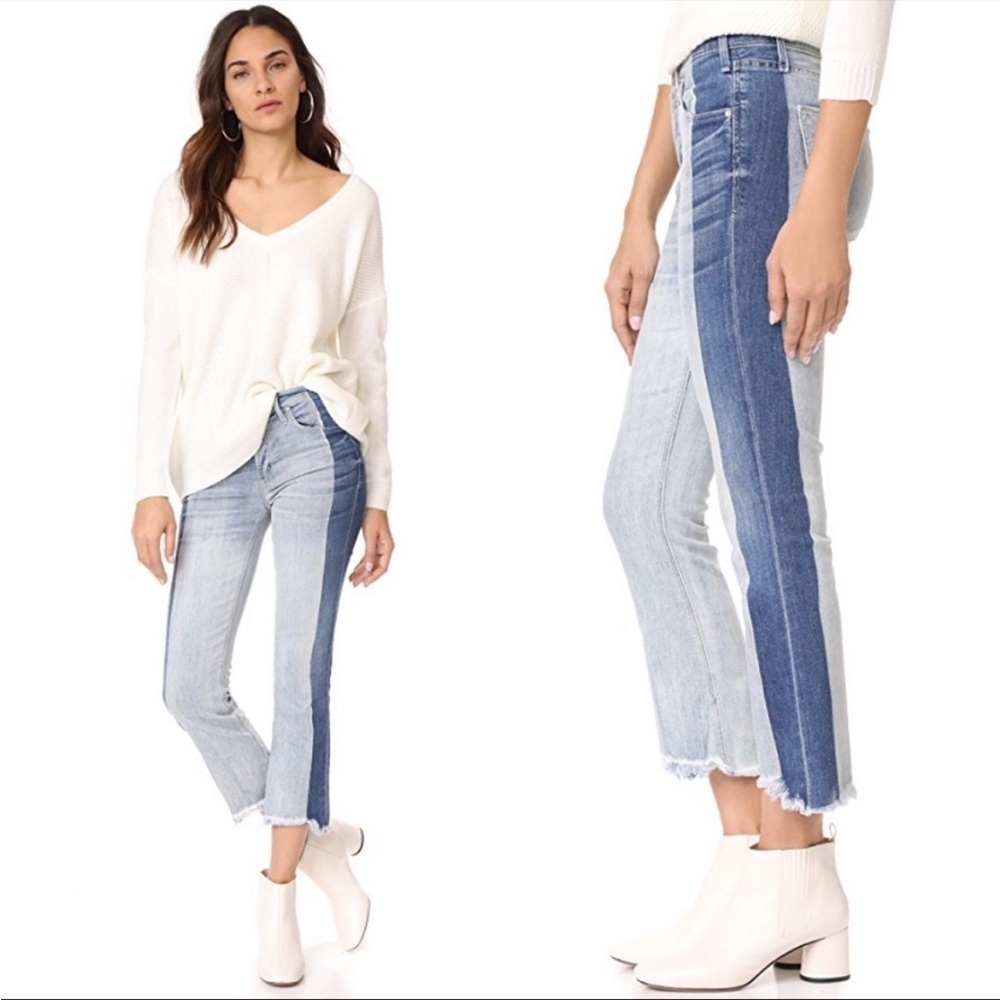 McGuire Two Tone Valletta Raw Hem Cropped Jeans
